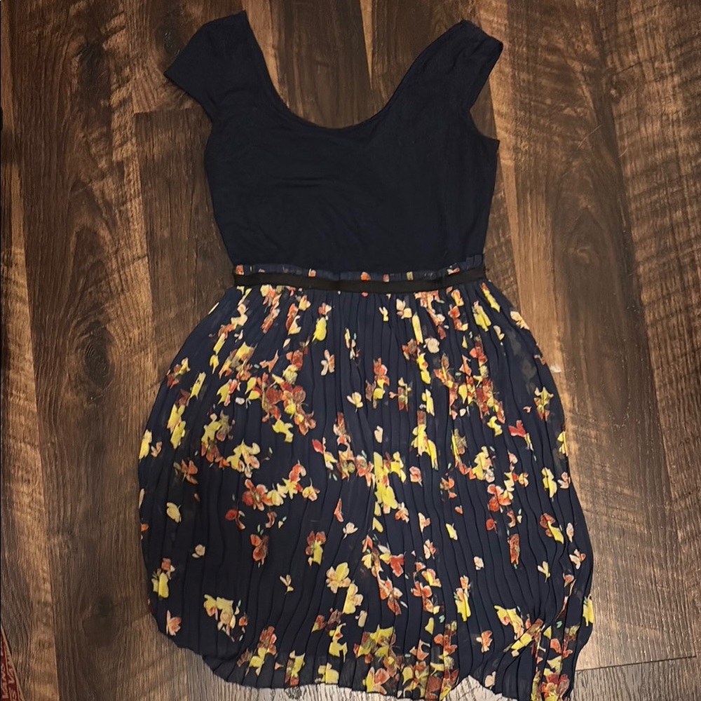 Xhilaration Blue Fit and Flare Mini Dress Sleeveless Scoop Neck